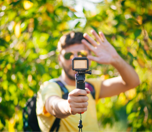 Creator filming content outdoors