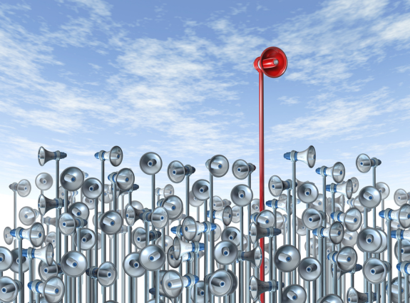 Network of lights standing out from the crowd